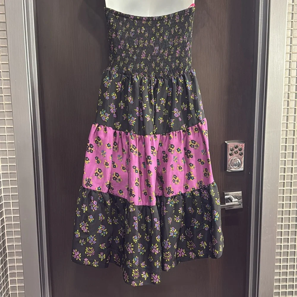 Vintage Y2K Betsey Johnson Strapless Floral Dress – Purple & Black (Size 10) - Picture 3 of 4